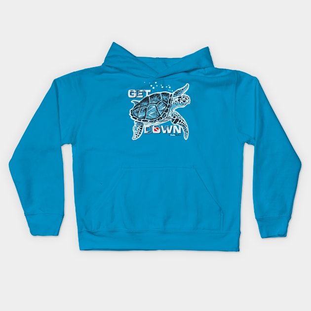 Turtle Dive: Get Down Kids Hoodie by Dustin Resch